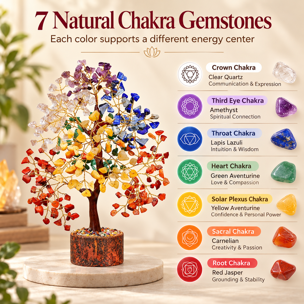 7 Chakra Crystal Tree of Life